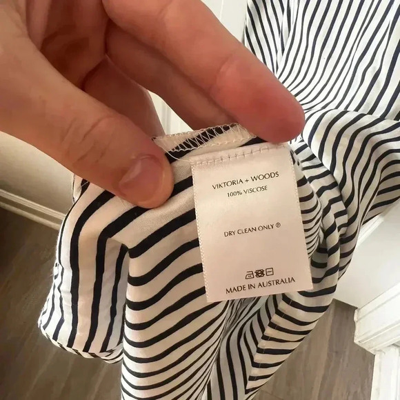 929 Viktoria & Woods Striped Midi Dress Size 0 Color Blue White - Picture 5 of 6